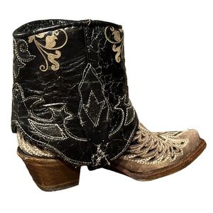 Corral Cross Wing Flip Leather Shaft Snip Toe Ankle Boot WOMENS Size 6
